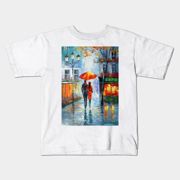 Romantic walk around the city Kids T-Shirt by OLHADARCHUKART
